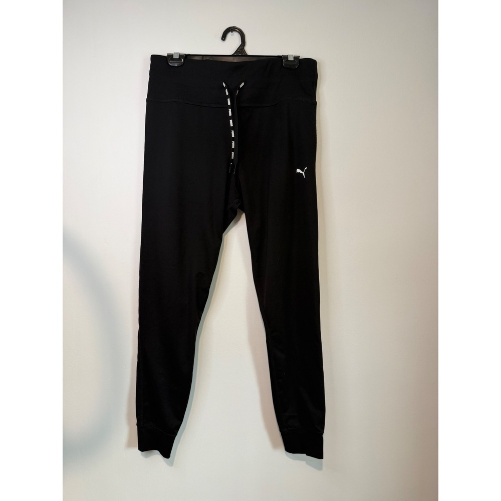 Puma Womens Black High Rise Joggers Sweatpants Size L Athletic Loungewear
